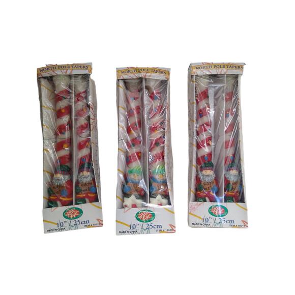 Vintage Robert Allen North Pole Taper Christmas Candles - Picture 1 of 4